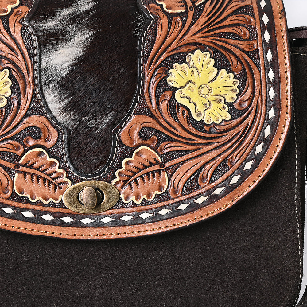 American Darling Crossbody Hand Tooled Suede Genuine Western Leather