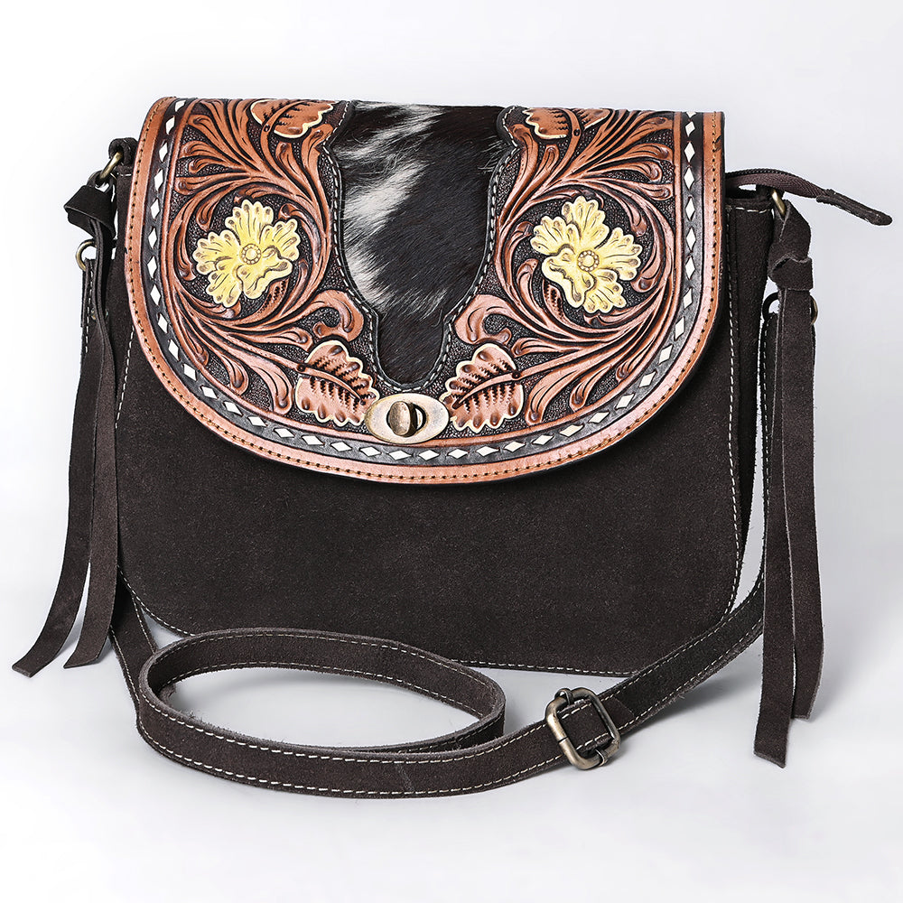 American Darling Crossbody Hand Tooled Suede Genuine Western Leather