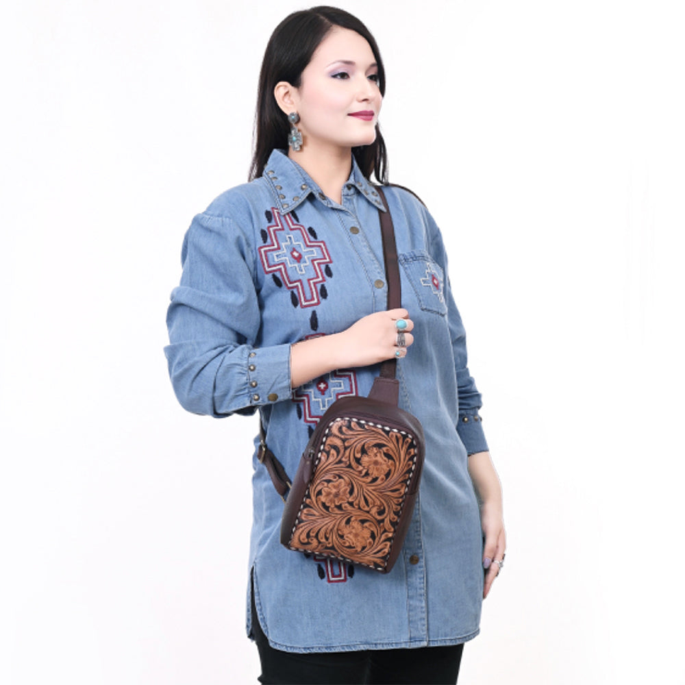 American Darling Sling Hand Tooled Genuine Leather