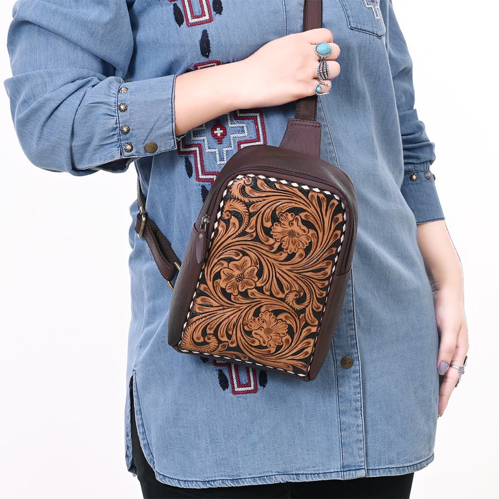 American Darling Sling Hand Tooled Genuine Leather