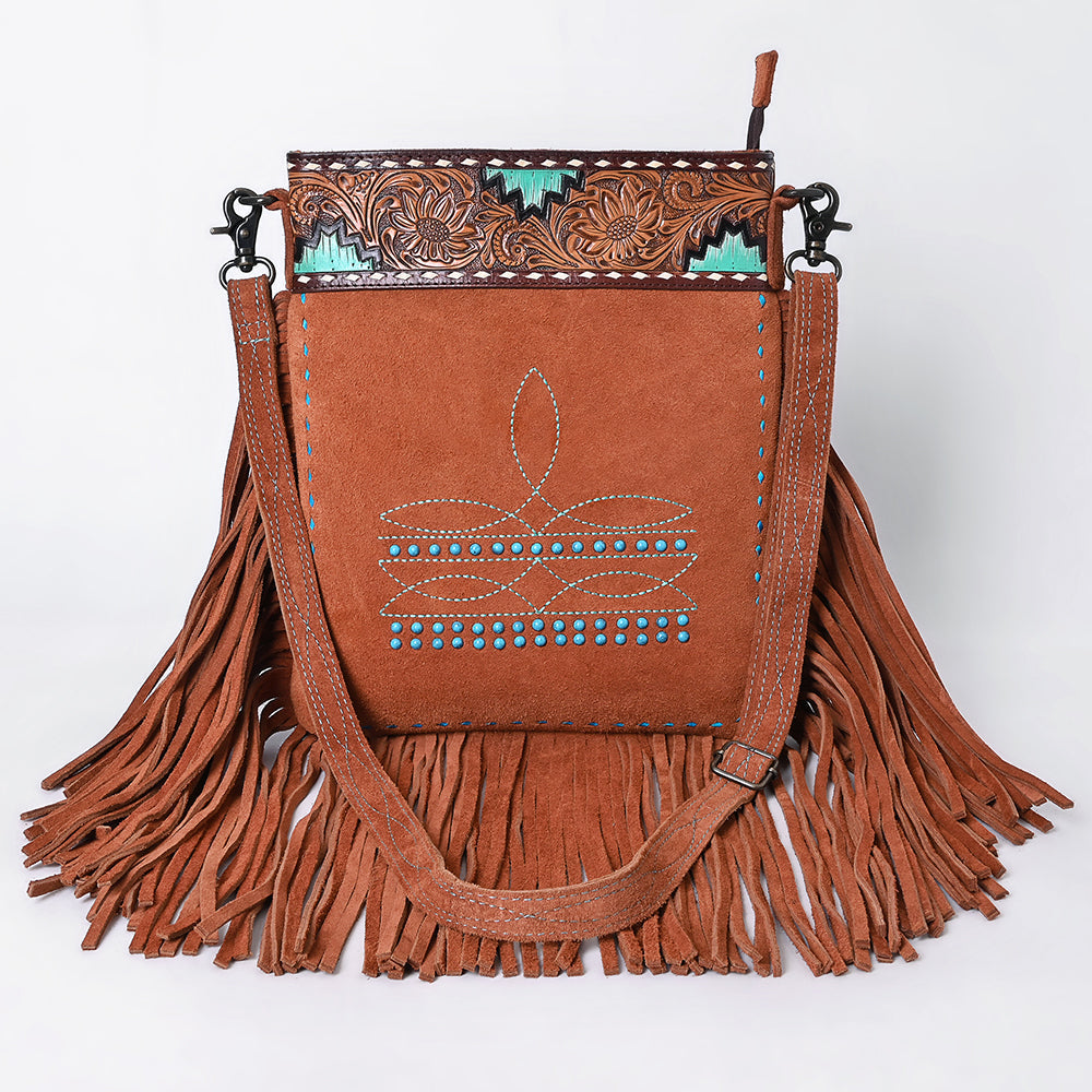 American Darling Crossbody Hand Tooled Suede Genuine Western Leather