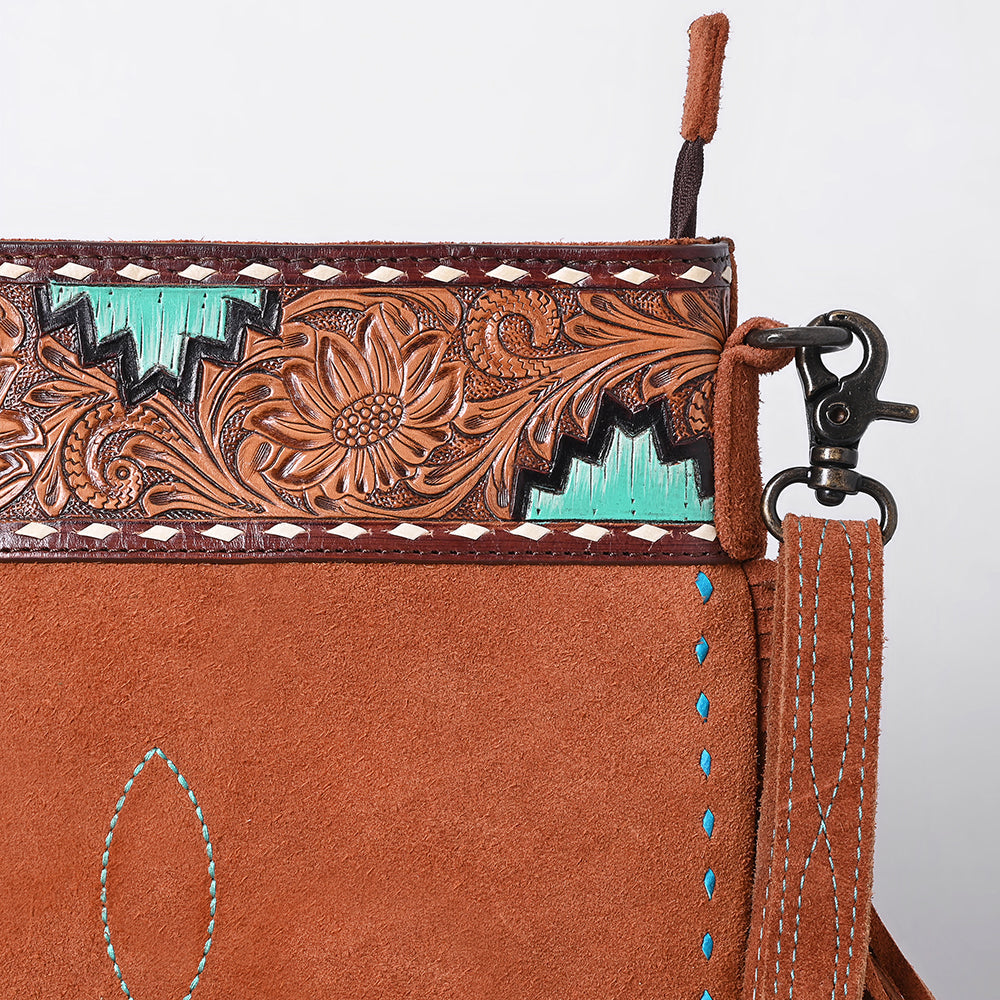 American Darling Crossbody Hand Tooled Suede Genuine Western Leather