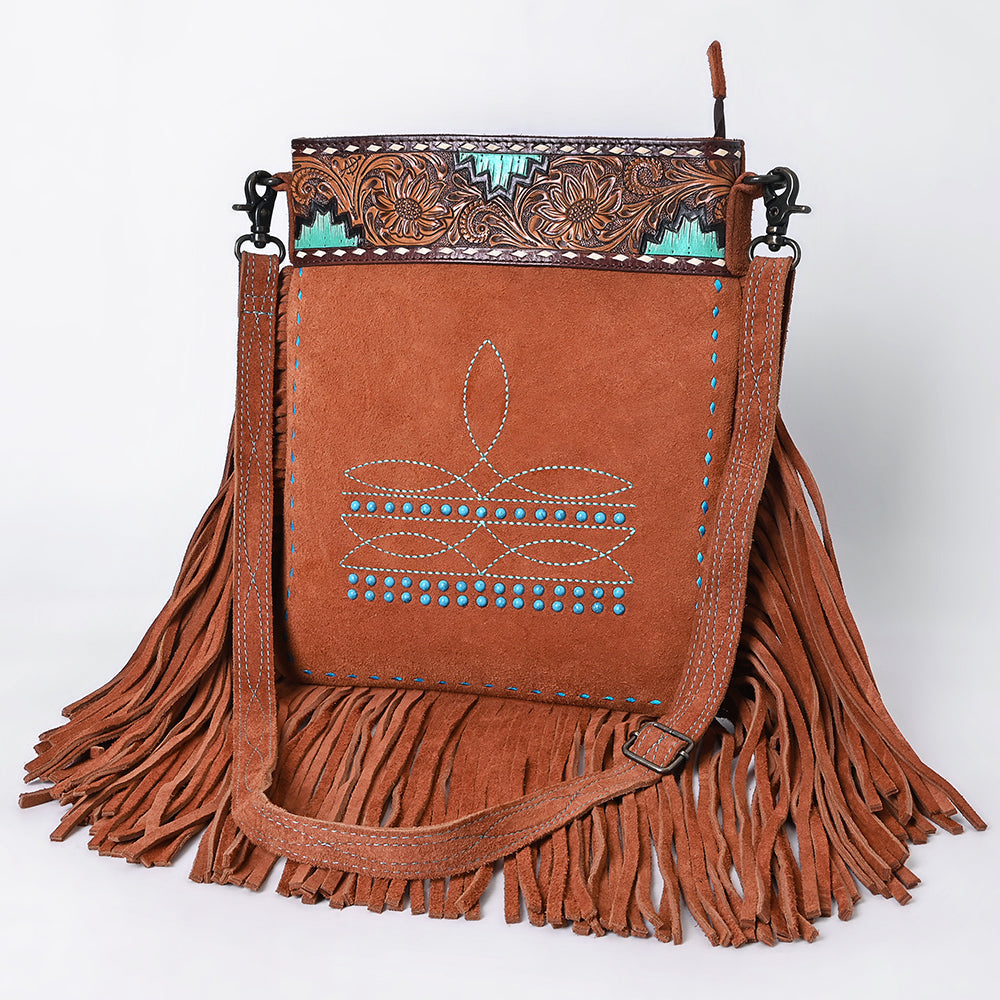 American Darling Crossbody Hand Tooled Suede Genuine Western Leather
