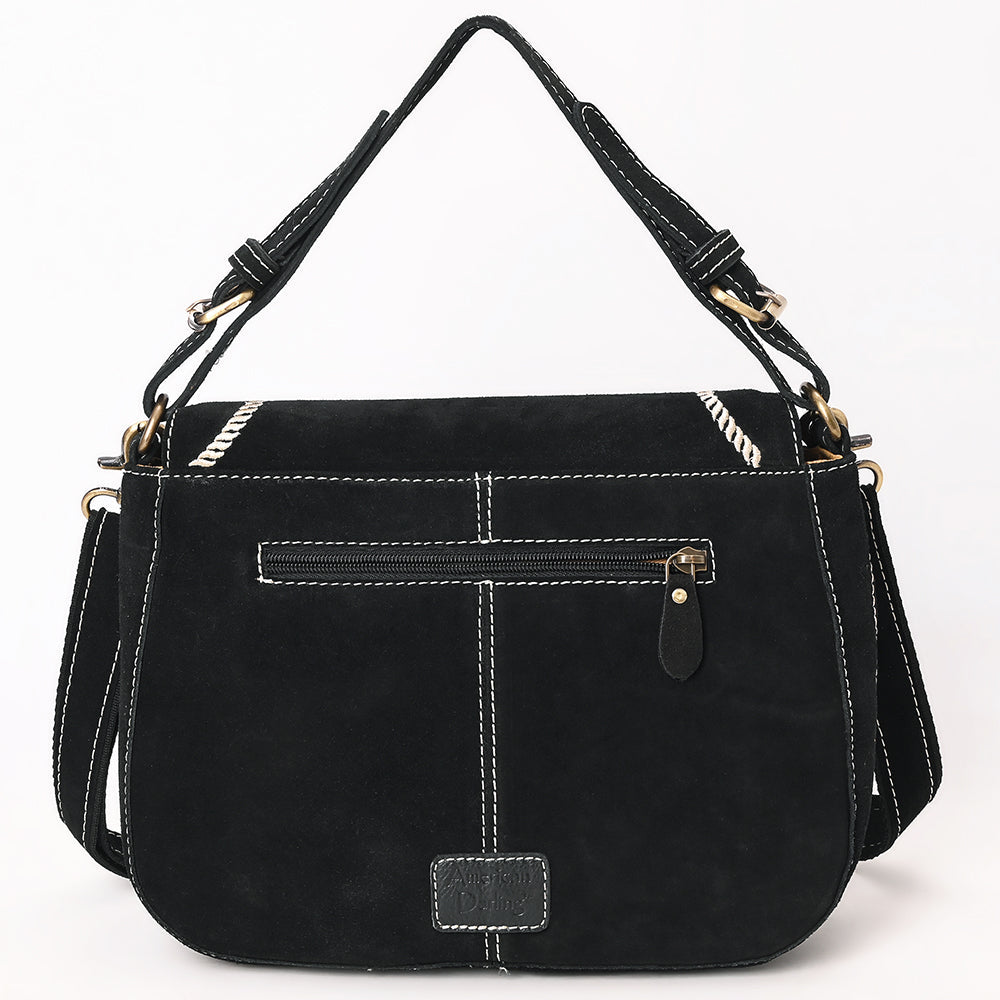 American Darling Suede Leather Cross body Bag Genuine Vegetable-Tanned Leather Purse with Boot Stitched Embroidery