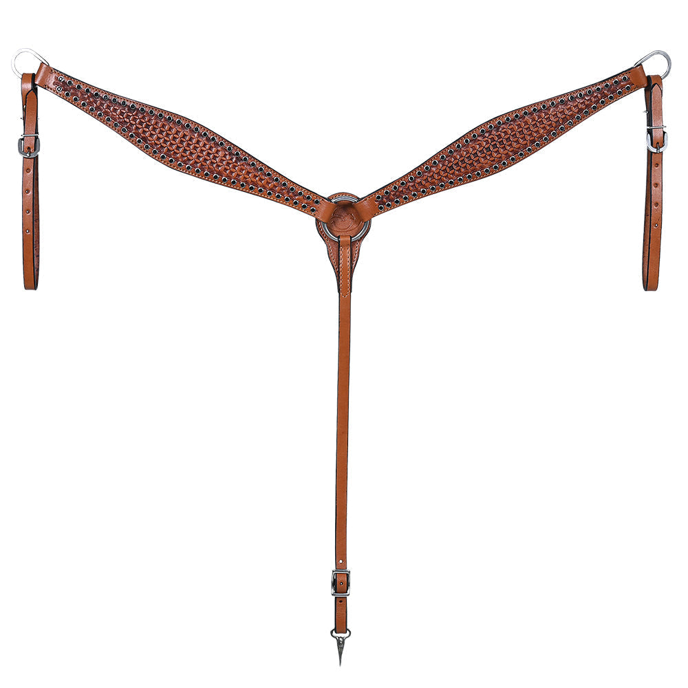 COMFYTACK Western Horse Headstall Breast Collar Set American Leather Tan