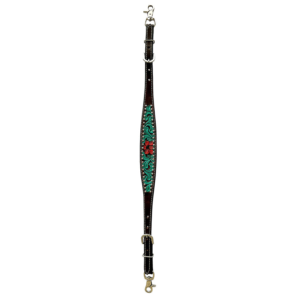 Bar H Equine American Leather Horse Saddle Tack One Ear Headstall Breast Collar Browband Wither Strap Set Botanic Chiseled