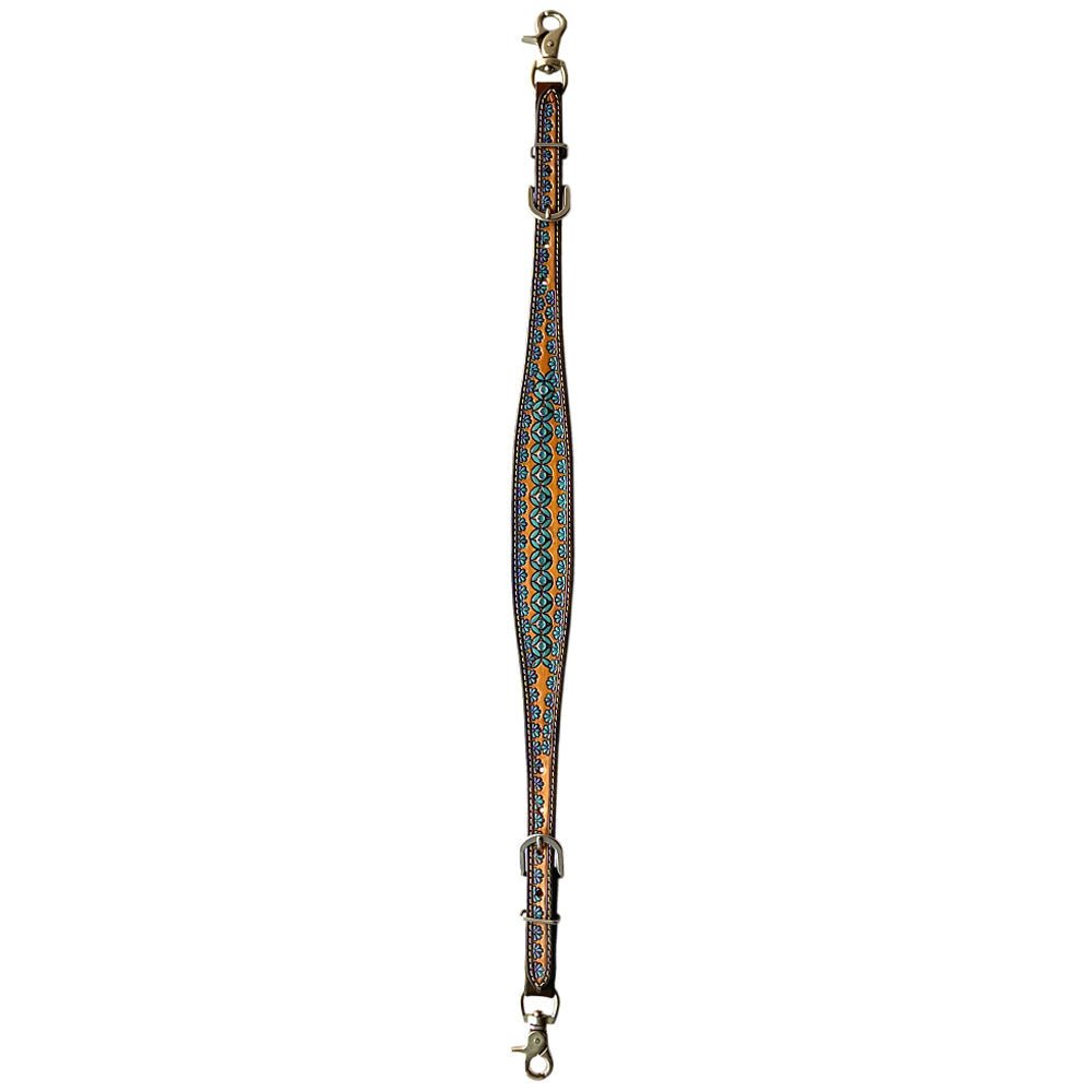 Bar H Equine American Leather Horse Saddle Tack One Ear Headstall Breast Collar Browband Wither Strap Set Turquoise Symmetry