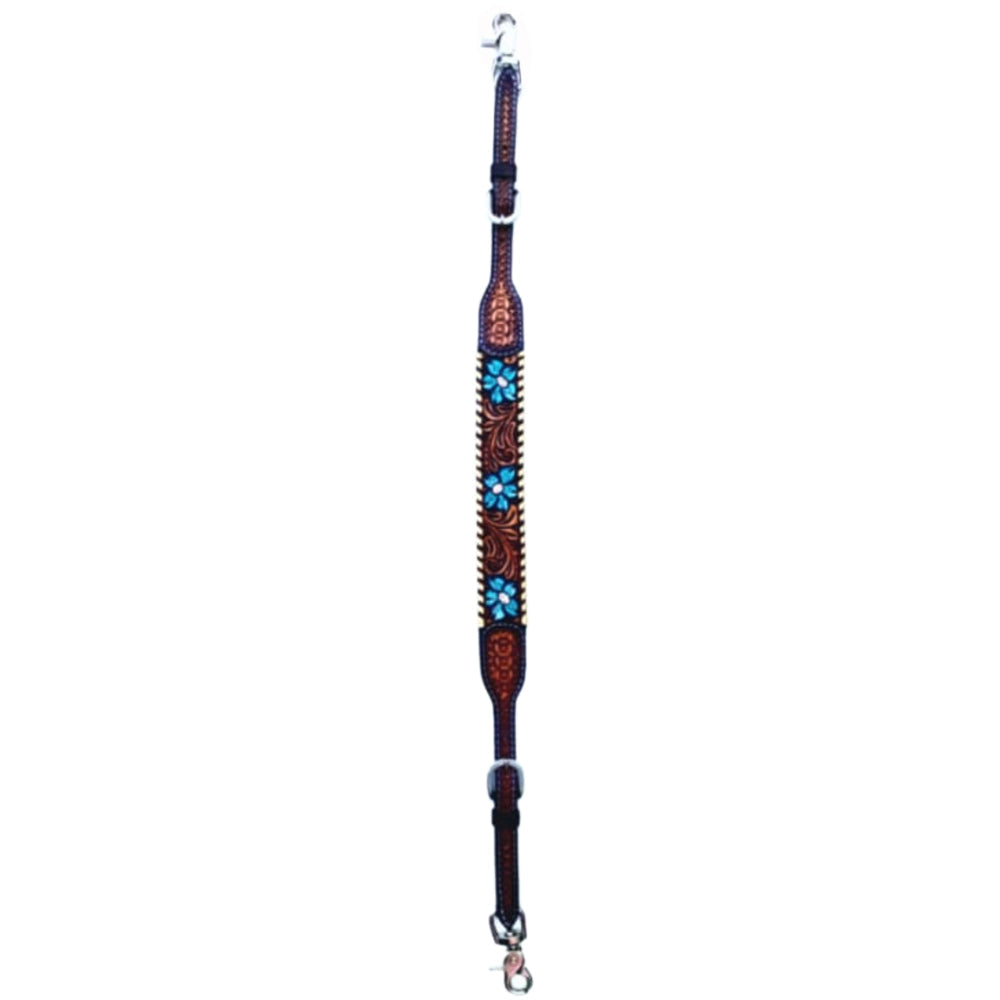 Bar H Equine American Leather Horse Saddle Tack One Ear Headstall Breast Collar Browband Wither Strap Set Turquoise Bloom