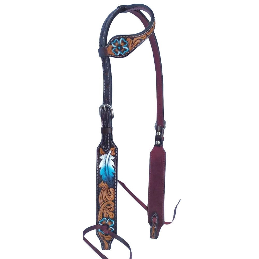 Bar H Equine American Leather Horse Saddle Tack One Ear Headstall | Breast Collar | Browband Headstall | Wither Strap | Tack Set for Horses BER117