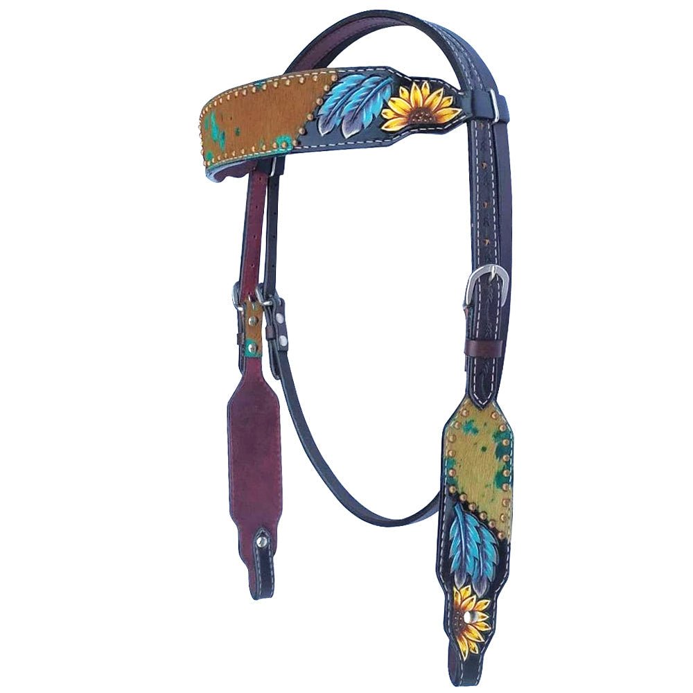 Bar H Equine American Leather Horse Saddle Tack One Ear Headstall | Breast Collar | Browband Headstall | Wither Strap | Tack Set for Horses BER118