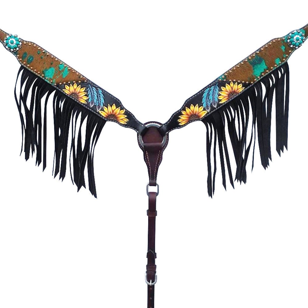 Bar H Equine American Leather Horse Saddle Tack One Ear Headstall | Breast Collar | Browband Headstall | Wither Strap | Tack Set for Horses BER118