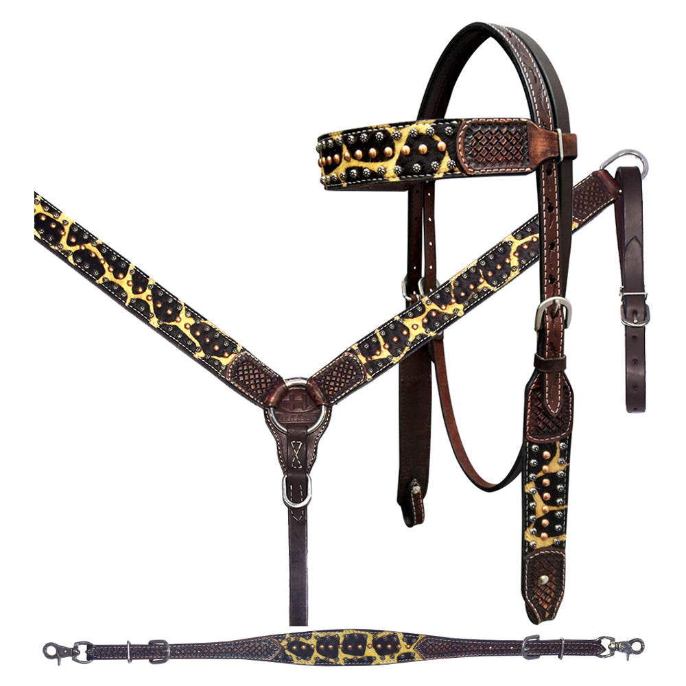 Bar H Equine American Leather Horse Saddle Tack Breast Collar Wither Strap Set