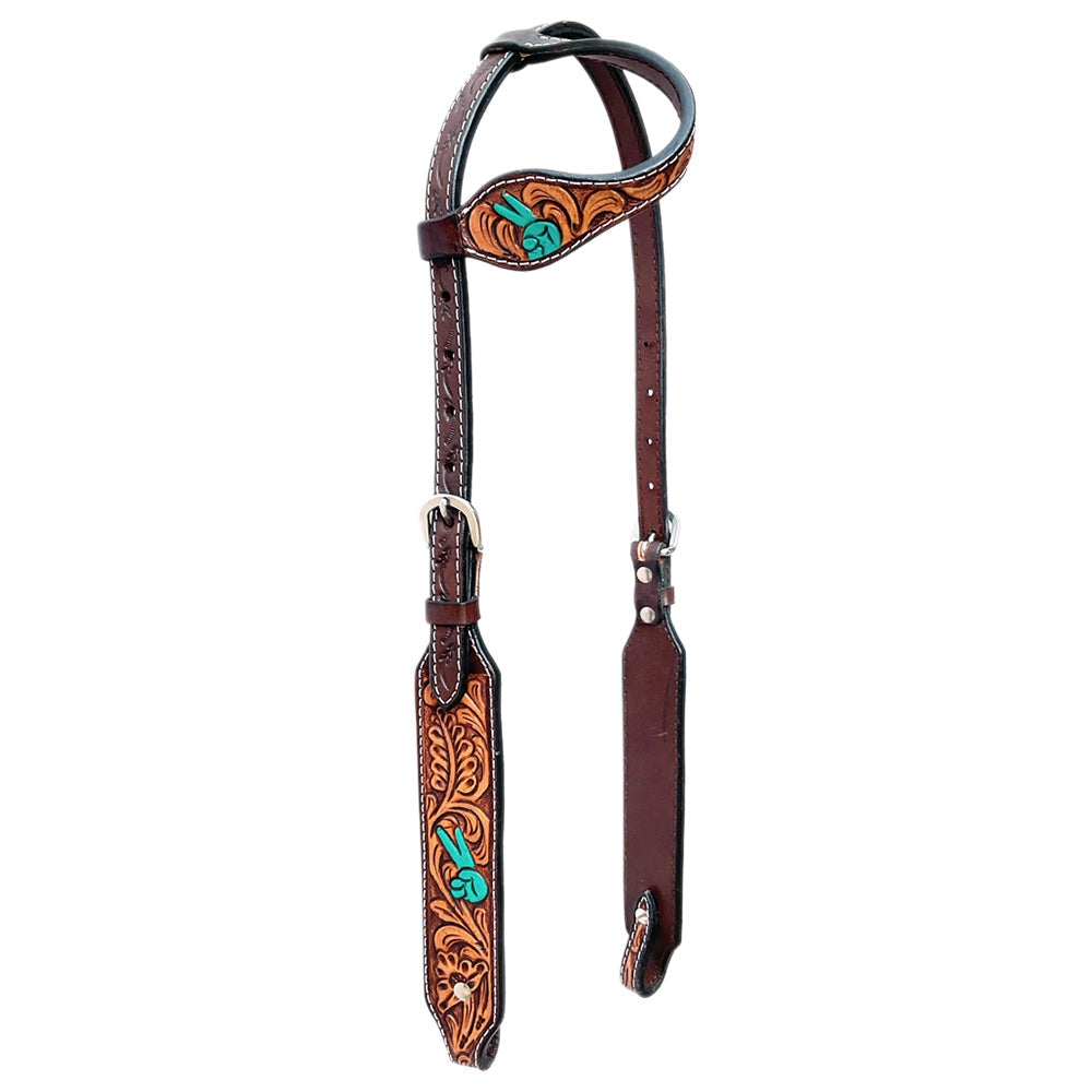 Bar H Equine American Leather Horse Saddle Tack One Ear Headstall Brown