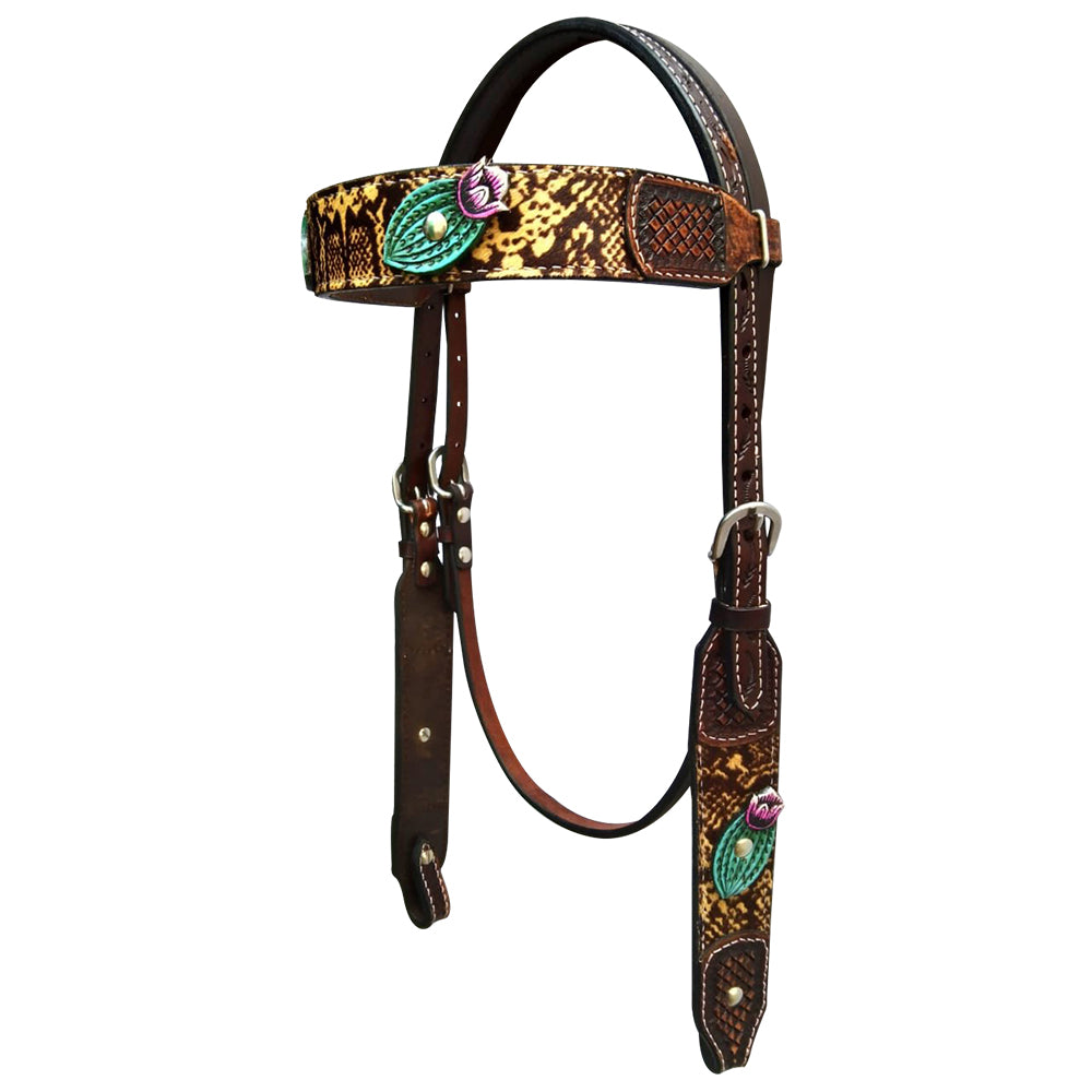 Bar H Equine Premium Hand Tooled Leather Stainless Steel Hardware Breast Collar Brown