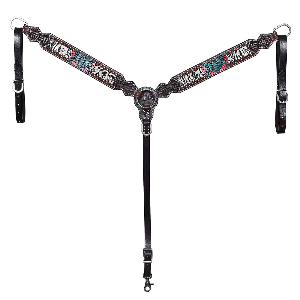 Bar H Equine American Leather Horse Saddle Tack One Ear Headstall | Breast Collar | Browband Headstall | Wither Strap | Tack Set for Horses BER170