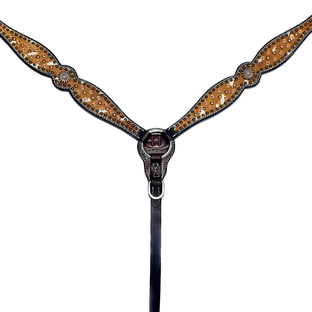 Bar H Equine Western Horse Genuine American Leather Wither Straps Breast Collar Headstall Tack Set