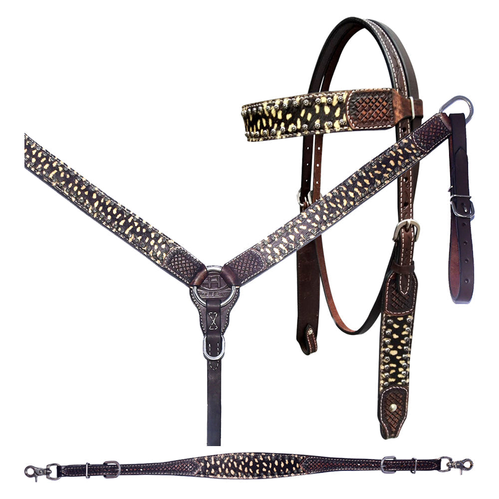 Bar H Equine Western Horse Genuine American Leather Wither Straps Breast Collar Set