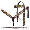 Bar H Equine Genuine Western American Leather Horse Premium Headstall & Breast Collar Set