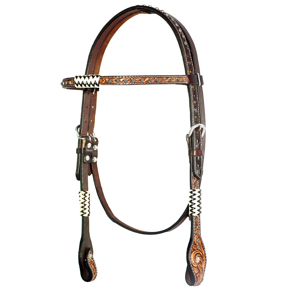Bar H Equine American Leather Horse Saddle Tack One Ear Headstall | Breast Collar | Browband Headstall | Wither Strap | Tack Set BER213