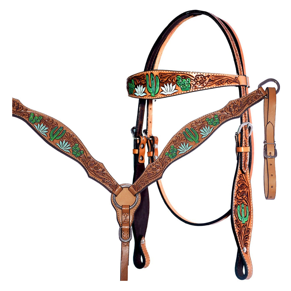 BAR H EQUINE Western Leather Horse Premium Headstall & Breast Collar Set