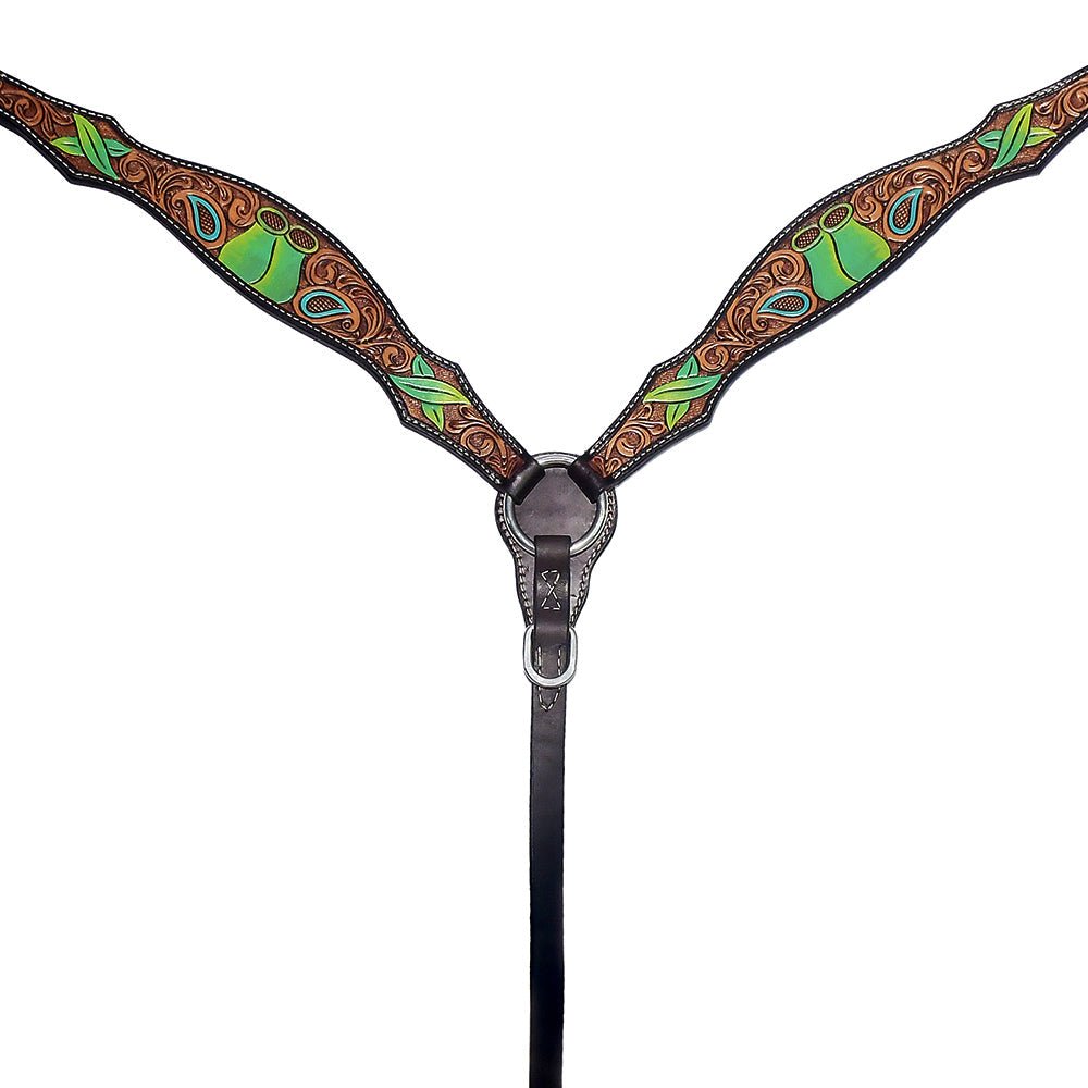 BAR H EQUINE Western Leather Horse Premium Headstall & Breast Collar Set