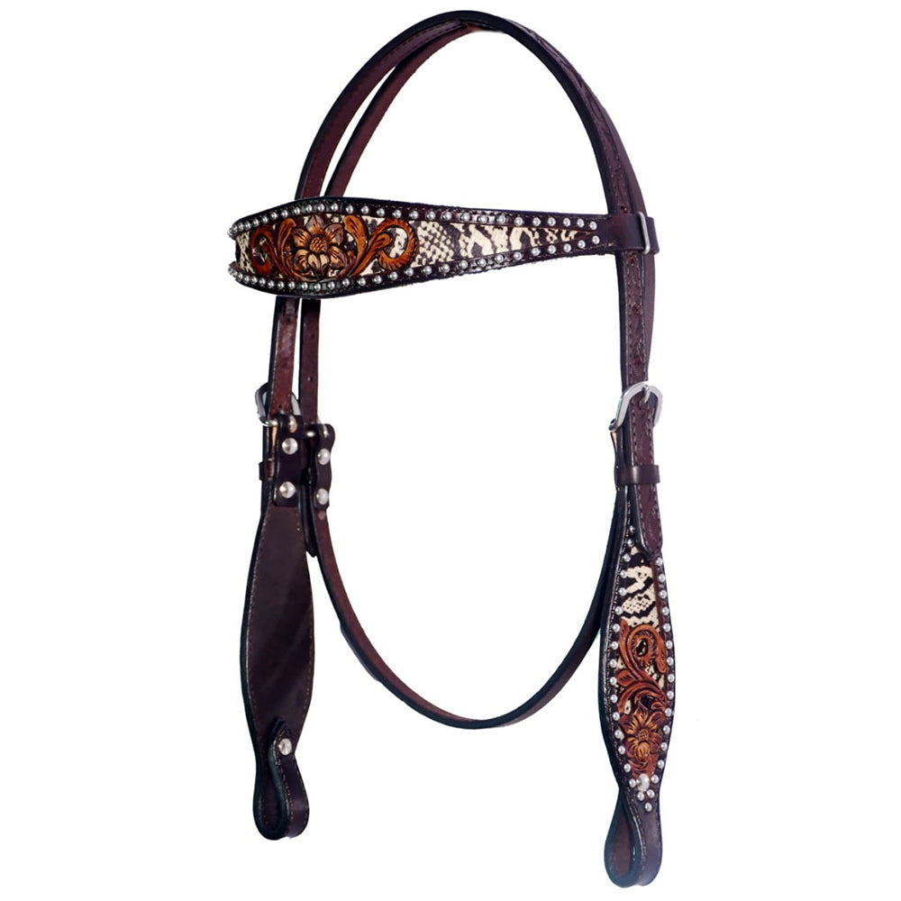 Bar H Equine American Leather Horse Saddle Tack One Ear Headstall | Breast Collar | Browband Headstall | Wither Strap | Tack Set BER240