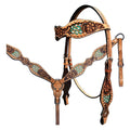 Bar H Equine Genuine Western American Leather Horse Premium Headstall & Breast Collar Set