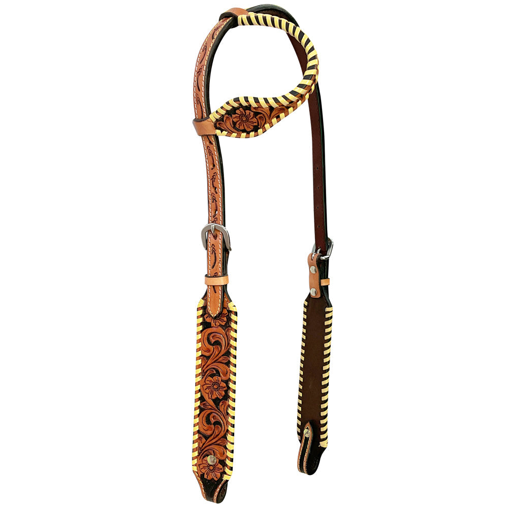 Bar H Equine American Leather Horse Saddle Tack One Ear Headstall | Breast Collar | Browband Headstall | Wither Strap | Tack Set BER256