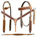 Bar H Equine American Leather Horse Saddle Tack One Ear Headstall | Breast Collar | Browband Headstall | Wither Strap | Tack Set BER256