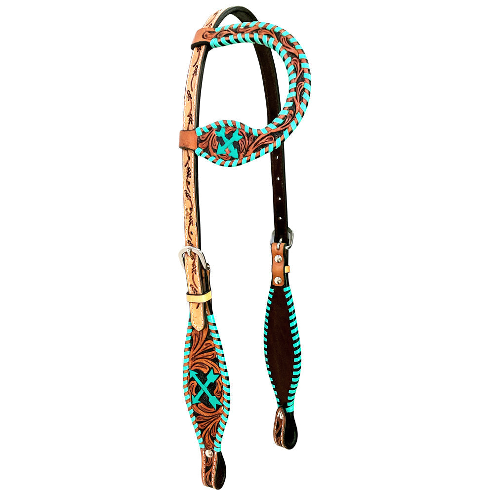 Bar H Equine American Leather Horse Saddle Tack One Ear Headstall | Breast Collar | Browband Headstall | Wither Strap | Tack Set BER258