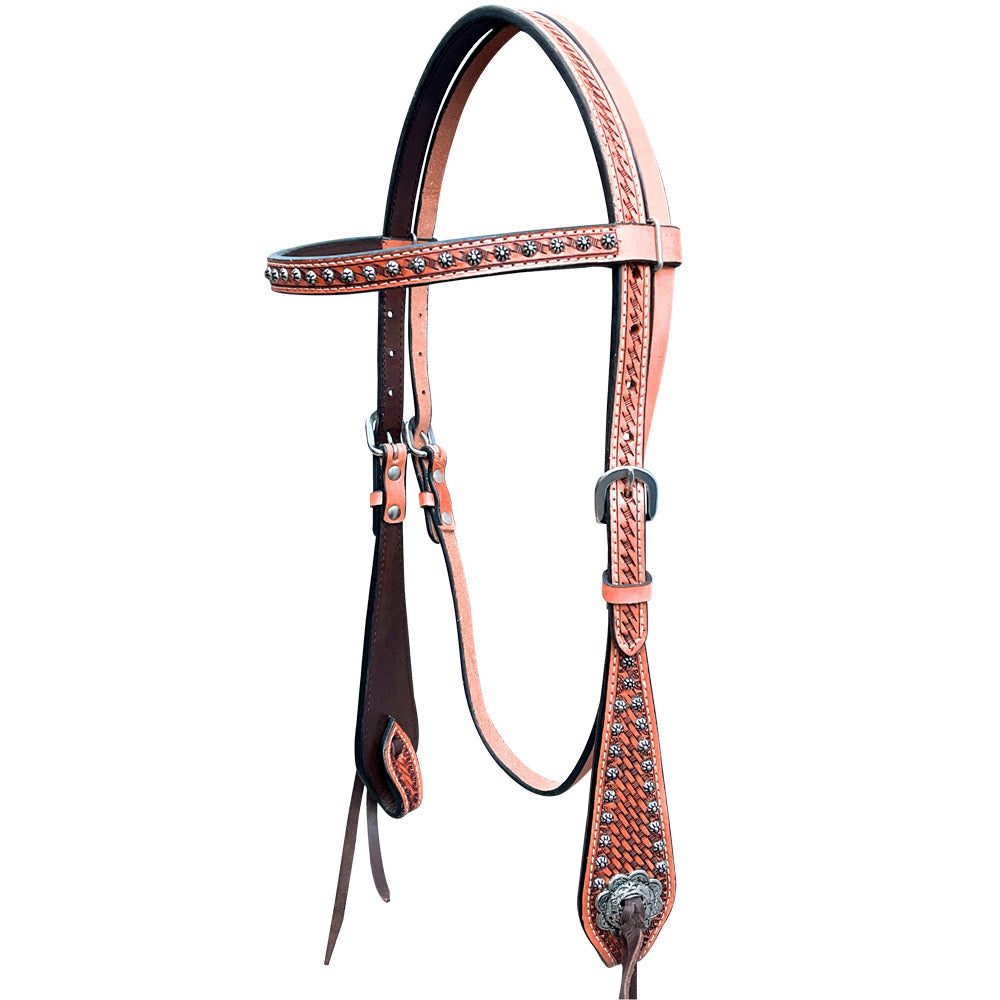 Bar H Equine American Leather Horse Saddle Tack One Ear Headstall | Breast Collar | Browband Headstall | Wither Strap | Tack Set BER260