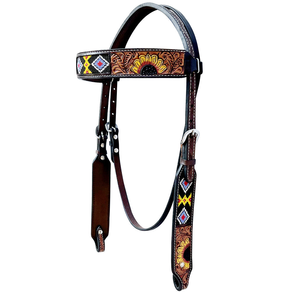 Bar H Equine American Leather Horse Saddle Tack One Ear Headstall | Breast Collar | Browband Headstall | Wither Strap | Tack Set BER261
