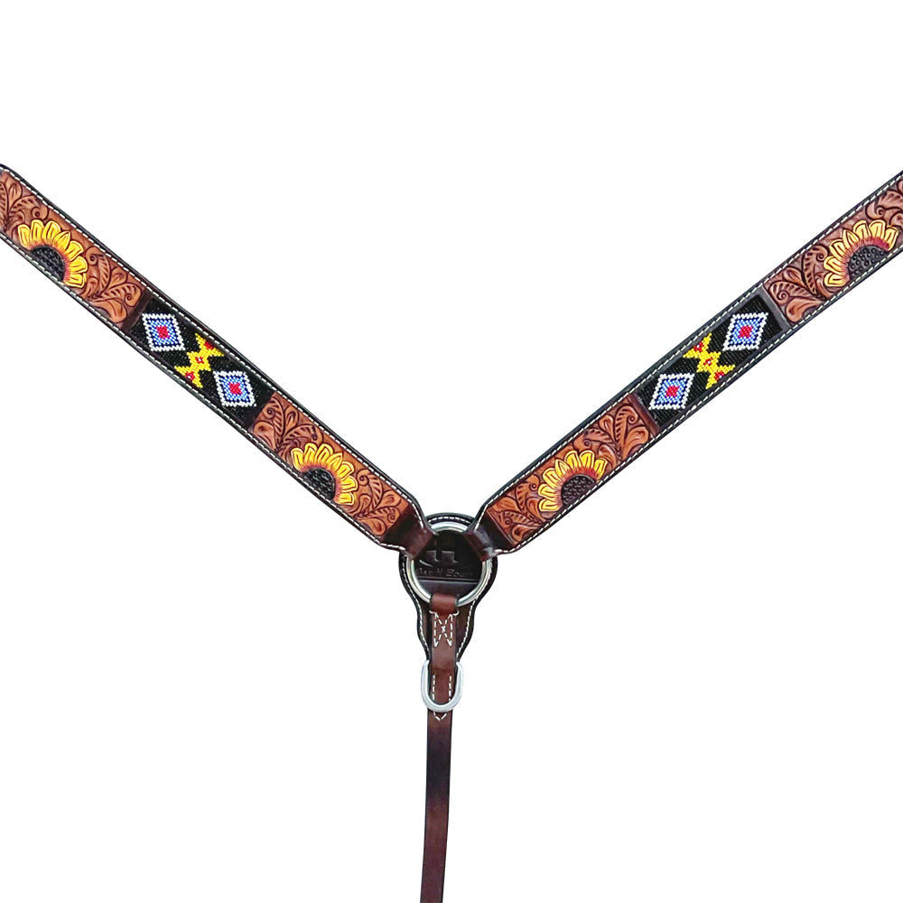 Bar H Equine American Leather Horse Saddle Tack One Ear Headstall | Breast Collar | Browband Headstall | Wither Strap | Tack Set BER261