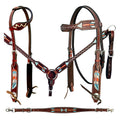 Bar H Equine American Leather Horse Saddle Tack One Ear Headstall | Breast Collar | Browband Headstall | Wither Strap | Tack Set BER263