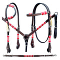 Bar H Equine American Leather Horse Saddle Tack One Ear Headstall | Breast Collar | Browband Headstall | Wither Strap | Tack Set BER282