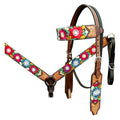 Bar H Equine Western Horse Floral Embroidery Design Genuine American Leather Tack Set