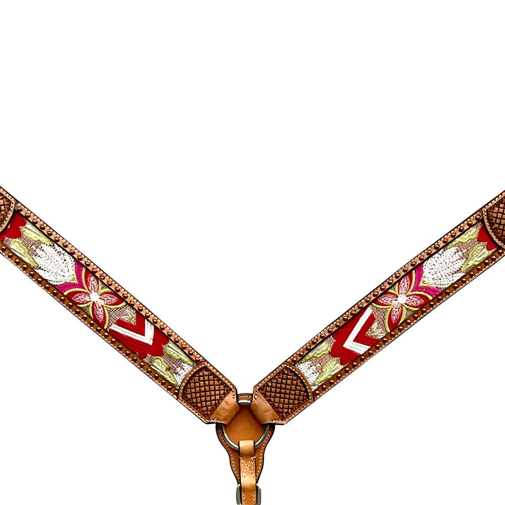Bar H Equine Western Leather Horse Headstall & Breast Collar Brown