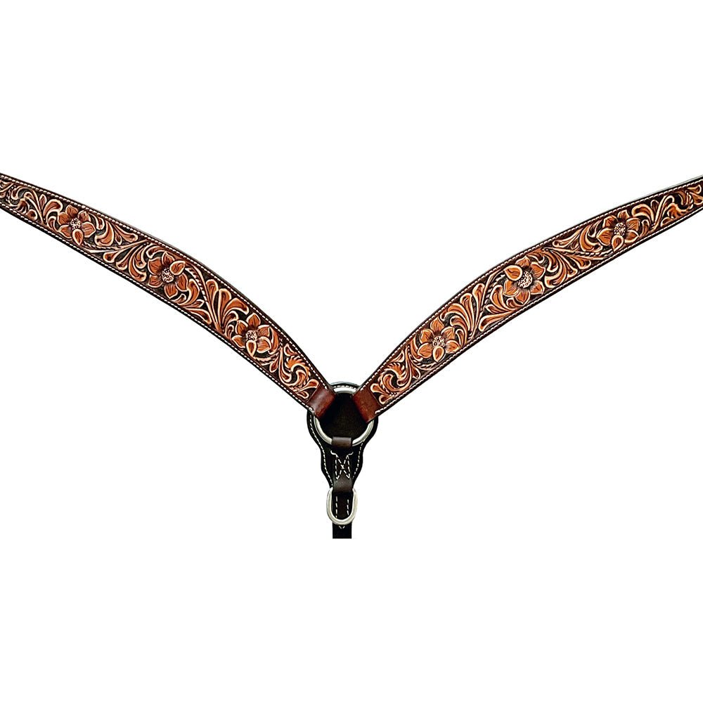 Bar H Equine Genuine Western American Leather Horse Premium Headstall & Breast Collar Set