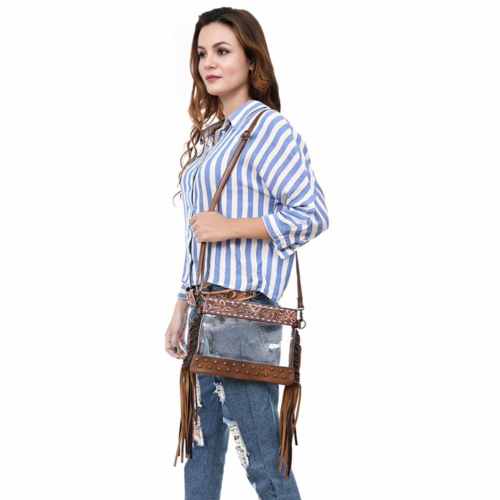 American Darling Clear Bag Hand Tooled Genuine Leather
