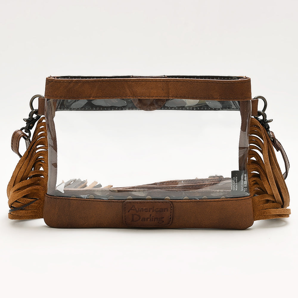 American Darling Clear Bag Hand Tooled Genuine Leather