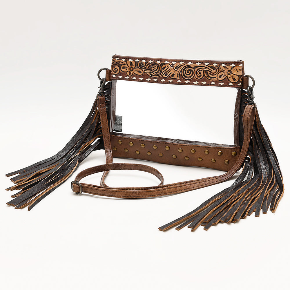 American Darling Clear Bag Hand Tooled Genuine Leather