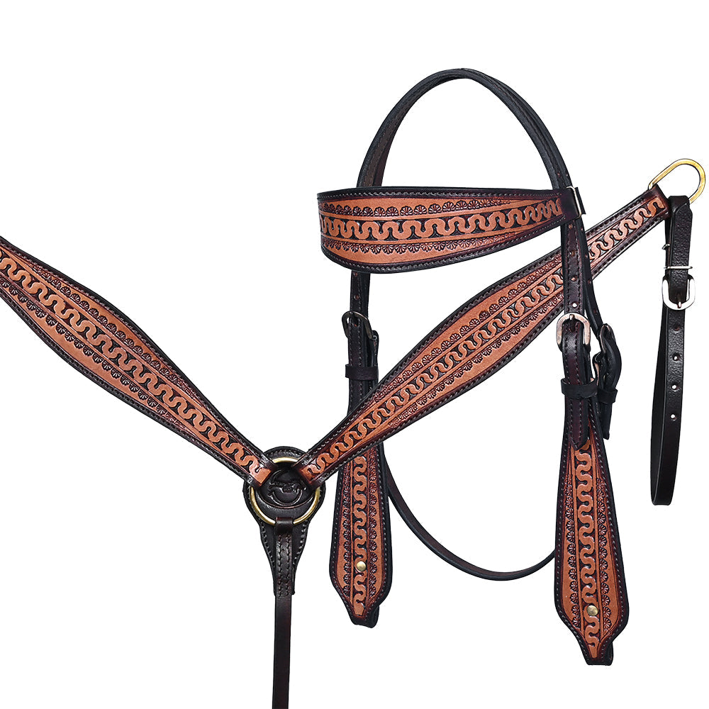 Comfytack Western Horse Barrel Racing Trail Pleasure American Leather Saddle Tack Set With Reins Brown