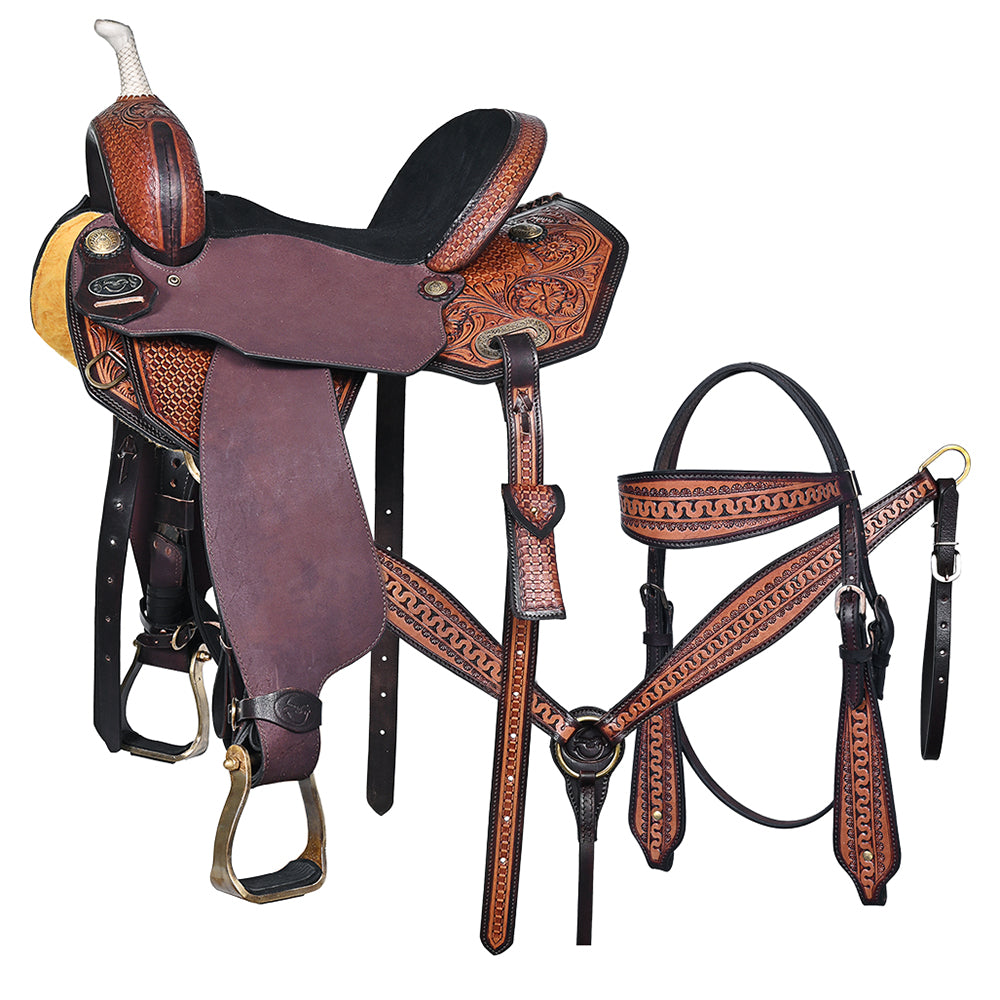 Comfytack Western Saddle Leather Trail Horse Tack Set Brown | Western Saddle | Saddle for Horses | Horse  Tack Set