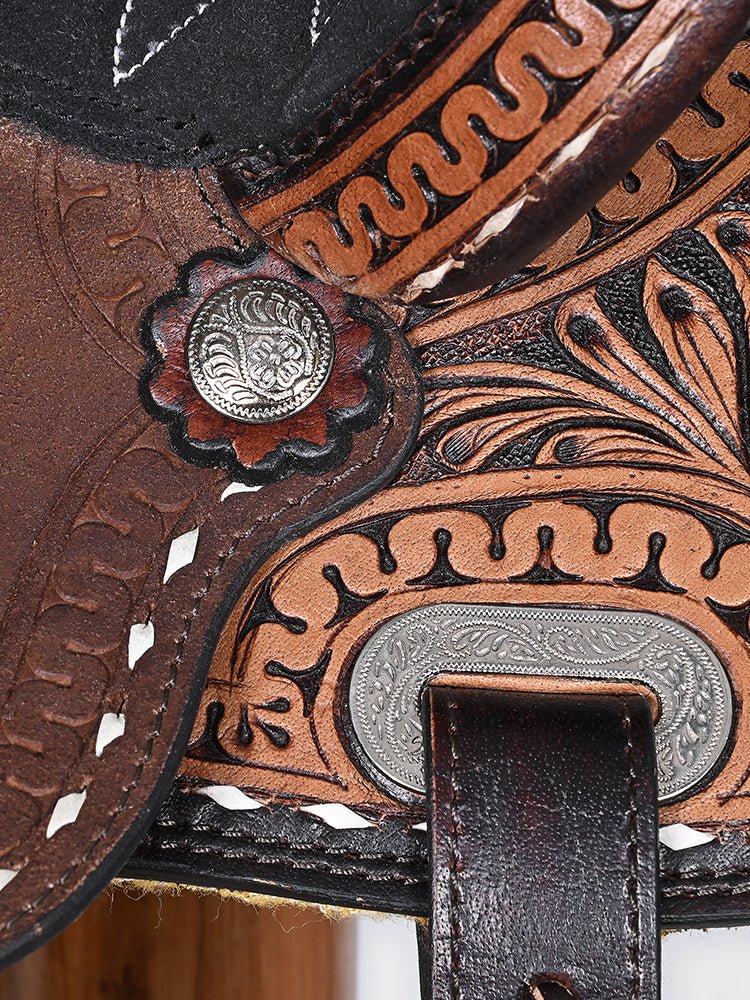 COMFYTACK Western Horse Barrel Racing Trail Pleasure American Leather Saddle With Tack Set Brown