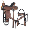 COMFYTACK Western Horse Barrel Racing Trail Pleasure American Leather Saddle With Tack Set Brown