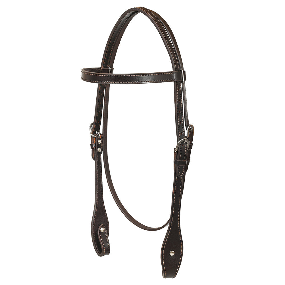 Hilason Western Horse Genuine Leather Headstall Bridle Engraved GS Concho Brown