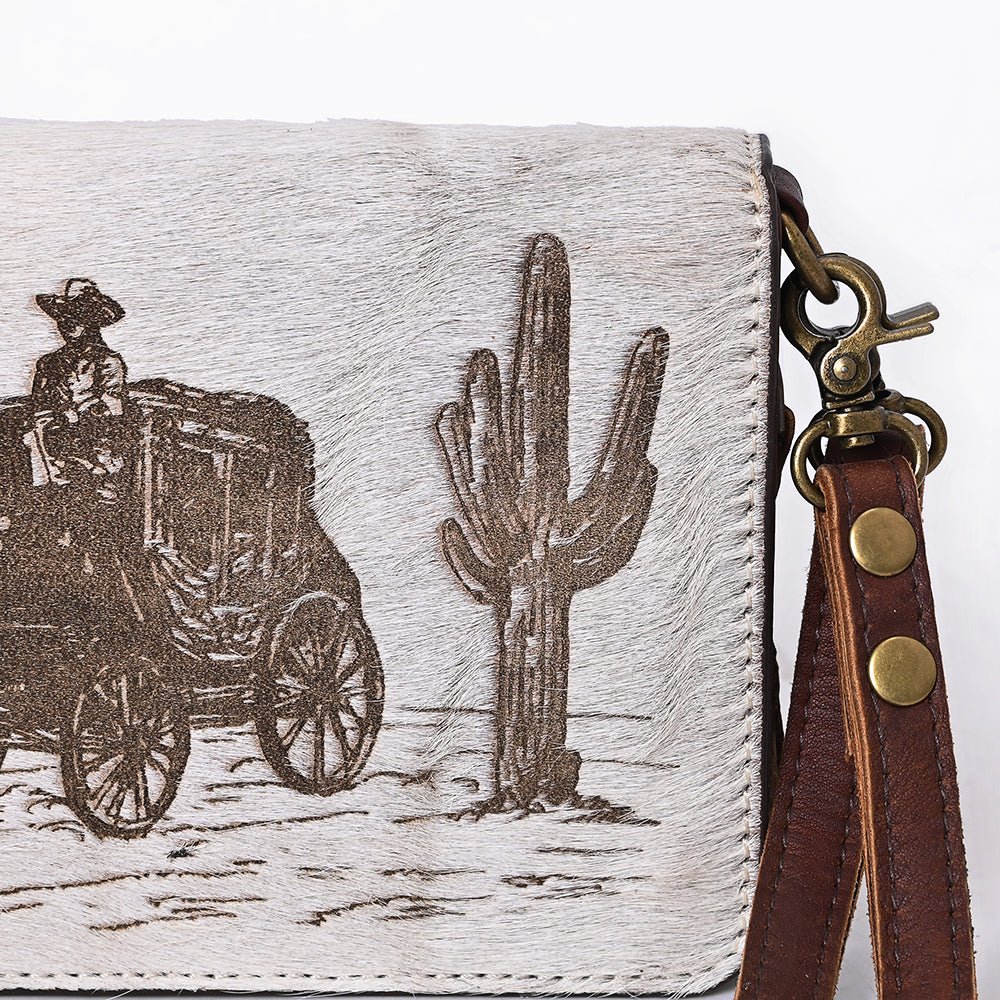 American Darling Organiser Hair-On Hand Tooled Genuine Leather