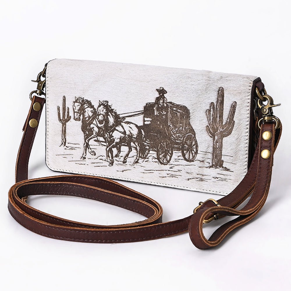 American Darling Organiser Hair-On Hand Tooled Genuine Leather