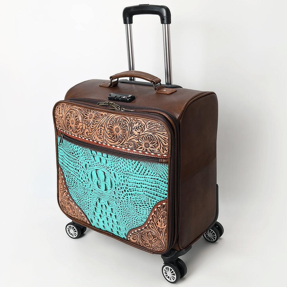 American Darling Travel Case Hand Tooled Crocodile embossed Genuine Leather