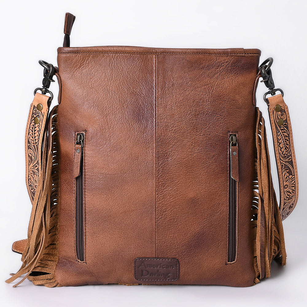 American Darling Messenger Hand Tooled Hair-On Genuine Leather
